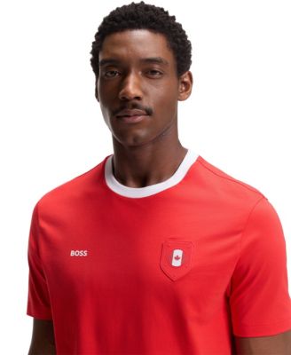 BOSS by Men's Stretch-Cotton Canada Country Flag Logo T-Shirt