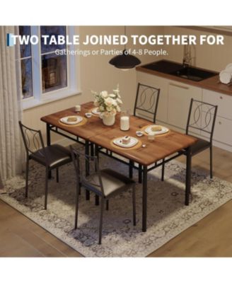 Dining Table Set for 2, Small Kitchen Table with Upholstered Chairs, Farmhouse Wood Dining Table Chairs for Kitchen Room, Small Spaces