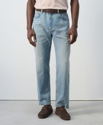 Men's Straight Fit Cotton-Linen Jeans