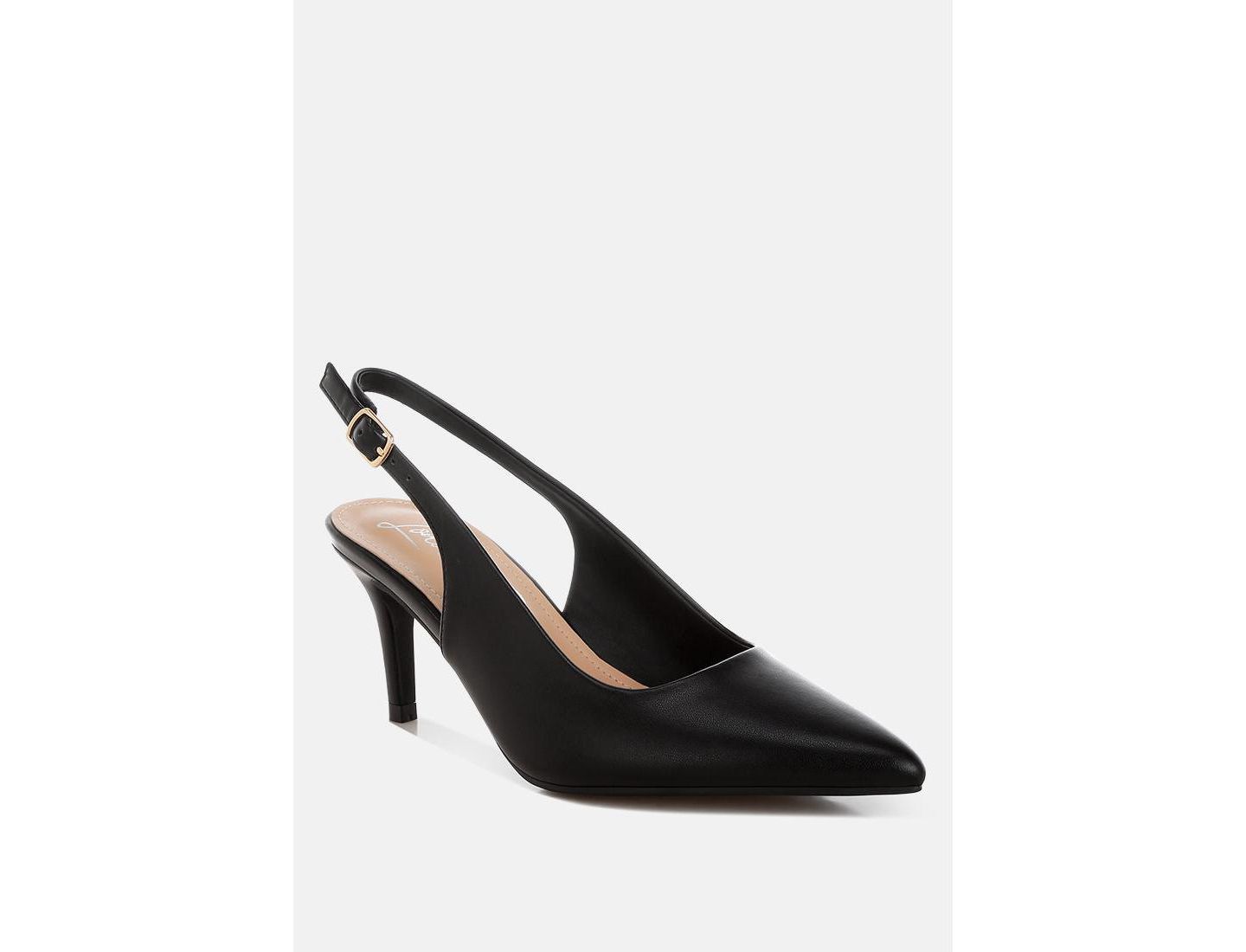 Женские туфли London Rag Jaoba Pointed Toe Pin Buckle Slingbacks, цвет: Чёрная искусственная кожа — фото 1