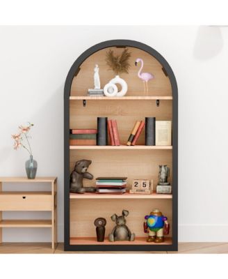 43" Arched Bookshelf - 4 Tiers Bookcase with Storage Shelves for Living Room, Home Office