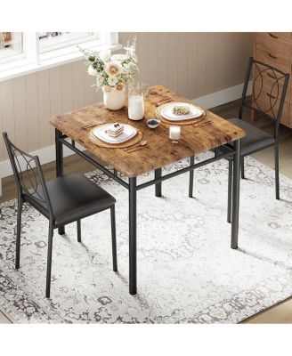 Dining Table Set for 2, Small Kitchen Table with Upholstered Chairs, Farmhouse Wood Dining Table Chairs for Kitchen Room, Small Spaces