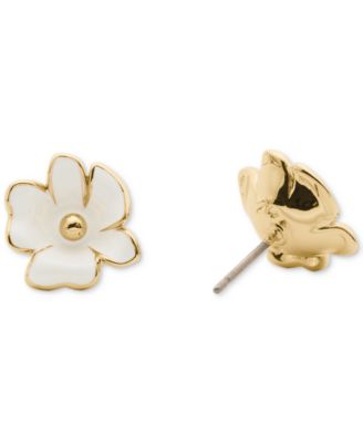 Cubic Zirconia Golden Bloom Flower Stud Earrings