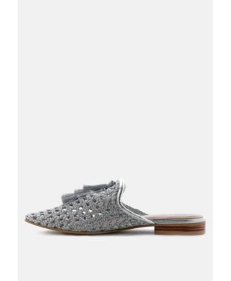 Rag and Co Womens Melanie Woven Flat Mules With Tassels