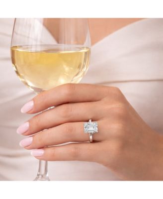 Valentina Moissanite 3 ct. t.w. Emerald Cut Solitaire Ring in Gold Vermeil