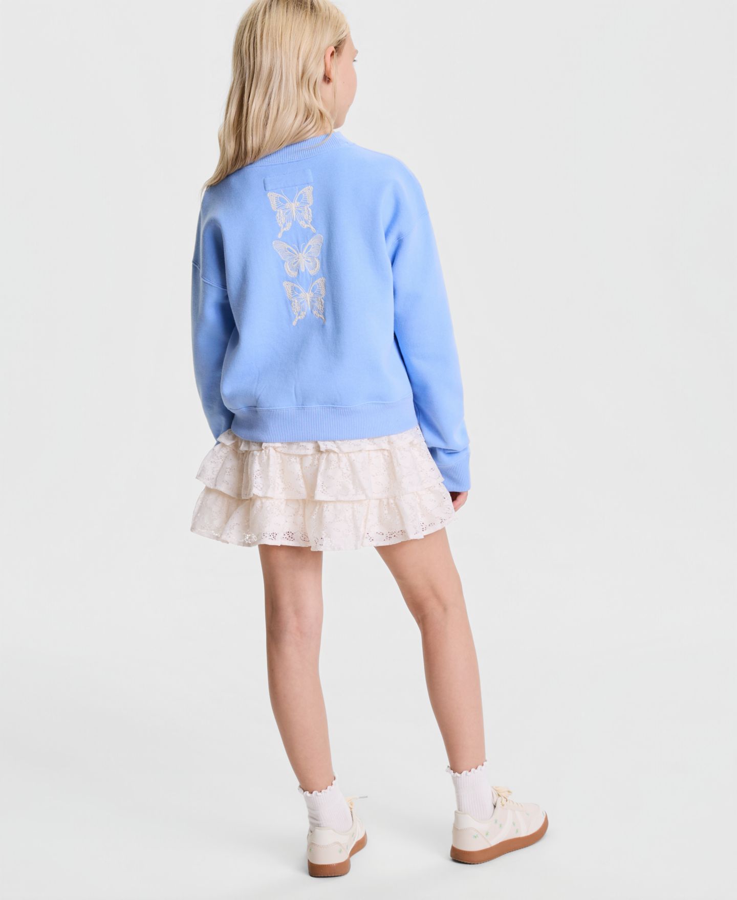 Детский свитшот abercrombie kids с бабочкой для девочек, 5-16, цвет: Пастельный синий — фото 3