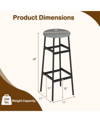Bar Stools Set of 2 w/ Sturdy Metal Frame and Footrest for Kitchen Island