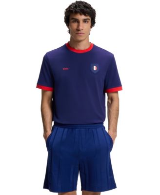 BOSS by Men's Stretch-Cotton France Country Flag Logo T-Shirt