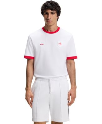 BOSS by Men's Stretch-Cotton England Country Flag Logo T-Shirt