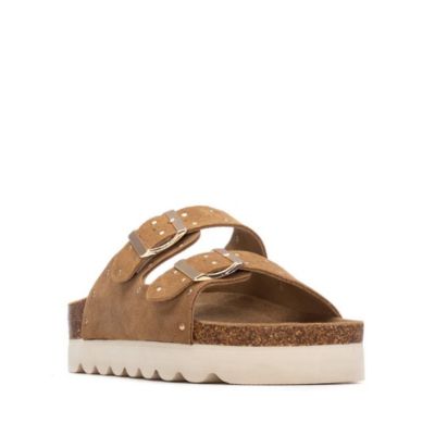 Women's Refresh Collection Eyelets Double Strap Buckle Flat Sandals