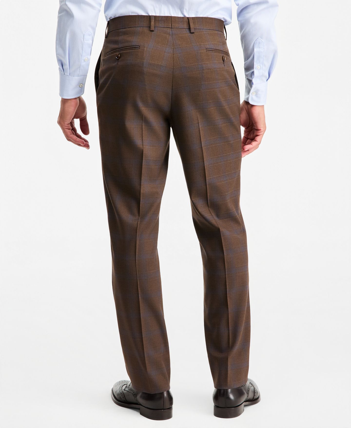 Мужские брюки Tayion Collection Classic-Fit Brown Plaid Suit Separate, цвет: Коричневый — фото 4