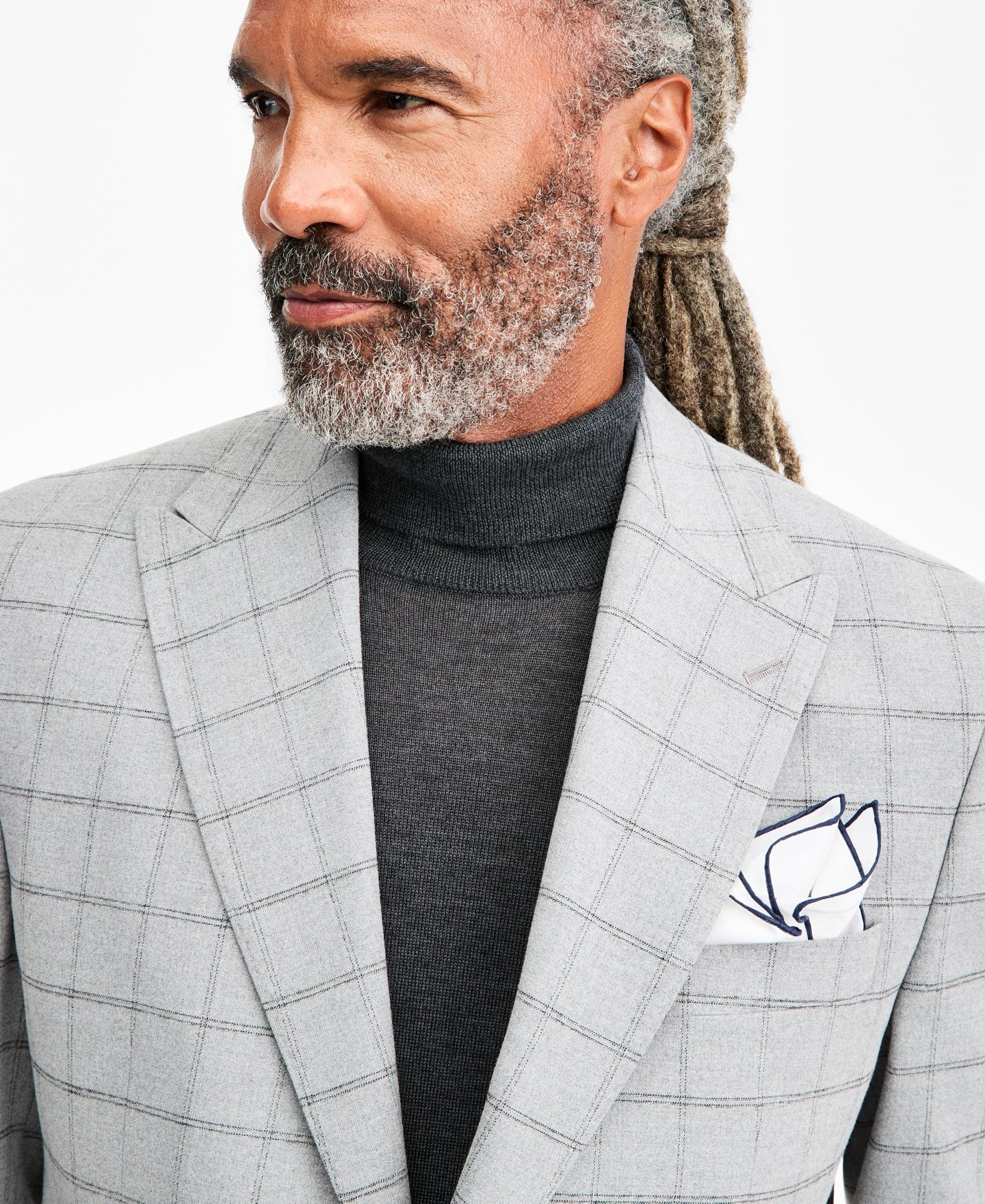Мужская куртка Tayion Collection Classic-Fit Gray & Black Check Suit Separate, цвет: Серый чёрный — фото 3