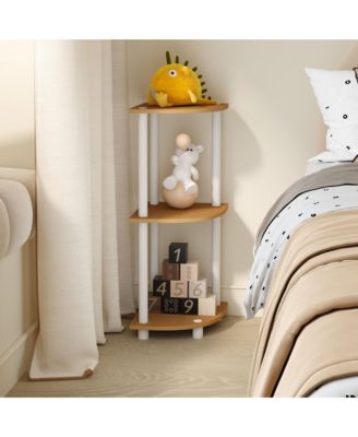 3 Tier Decorative Corner Bookshelf Display Rack, Beech