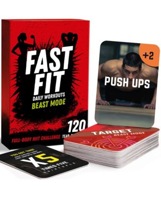 Fast Fit Beast Mode Workout Cards — 120 Tear Resistant HIIT Fitness Deck 15+ Years