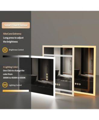 Wall Mounted LED Bathroom Mirror Dimmable 3 Colors Back Lit Anti Fog Memory Function