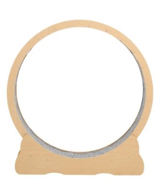 48" Wooden Cat Exercise Wheel with Carpeted Runway and Locking Mechanism