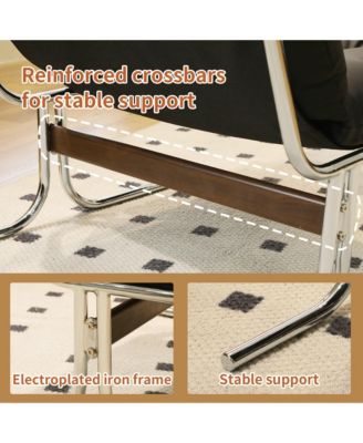 Modern PU Leather Accent Chair, Reading Chair with Metal Legs and Soft Padded for Home Office, Living Room