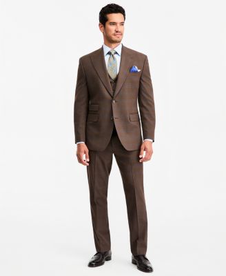 Men's Classic-Fit Brown Plaid Suit Separates 