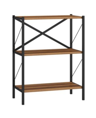 3 Tier Bookcase with Heavy Duty Metal Frame Industrial Shelf