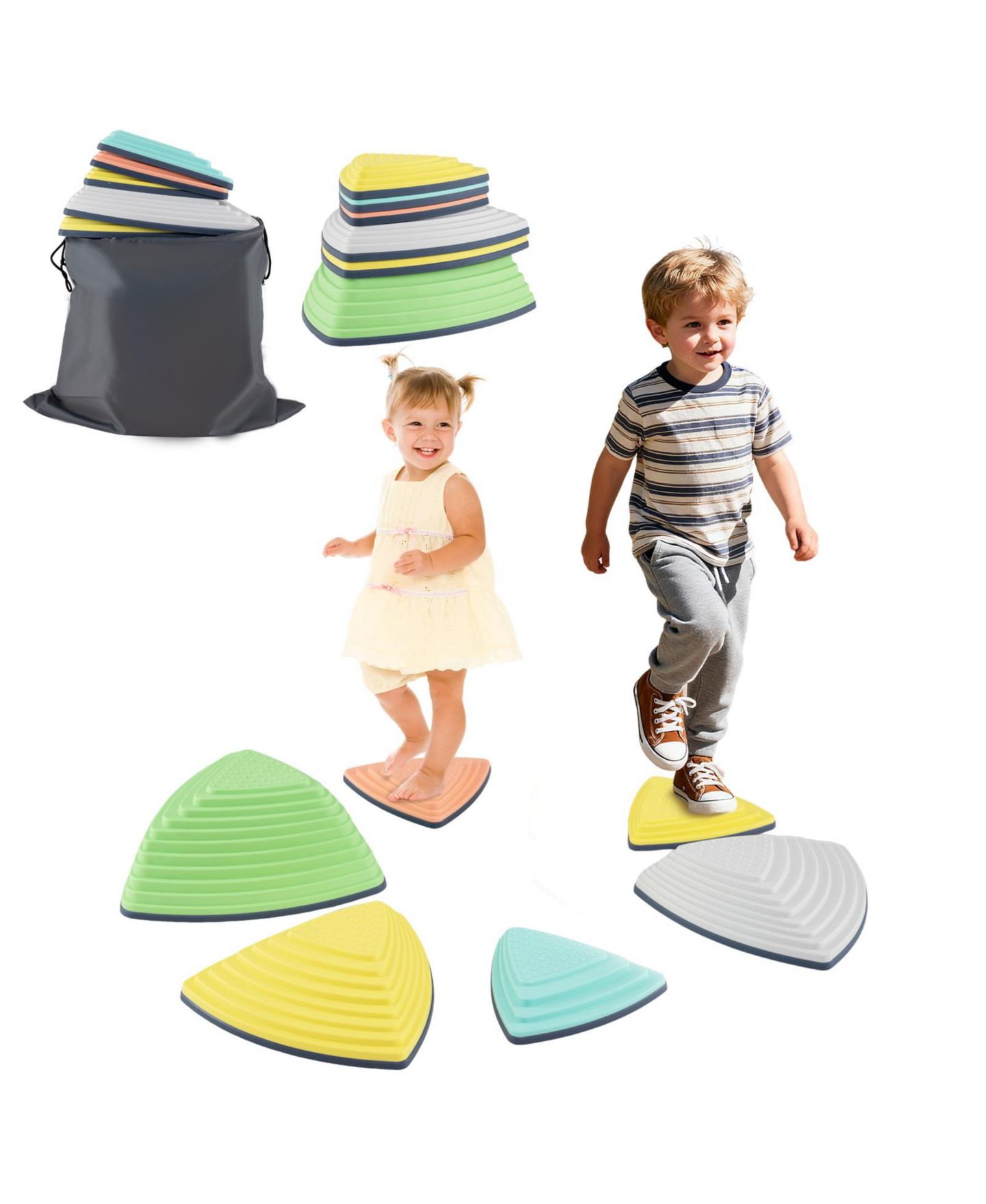 Детские игрушки Slickblue Balance Stones Non-Slip Stepping Stones, Set of 6, от 3 лет, цвет: Разноцветный — фото 8