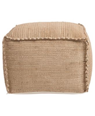 Handwoven 24" Jute Pouf with Flanged Edges