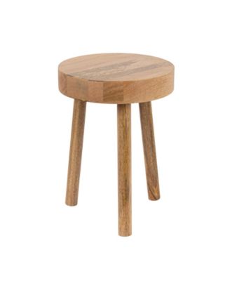 13" Mango Wood Round Stool