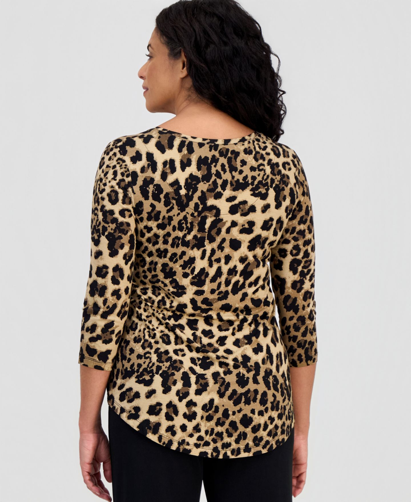 Женский топ JM Collection Printed Scoop-Neck 3/4-Sleeve Top, цвет: Cheetah Zoo — фото 2