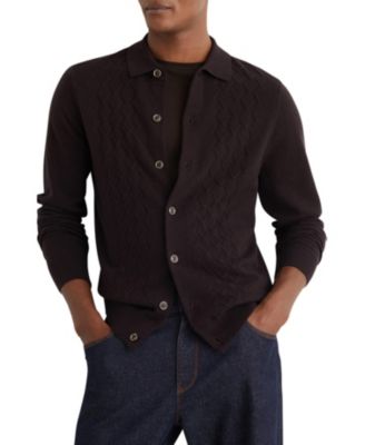 Men's Wool Stitch-Detail Button Sweater