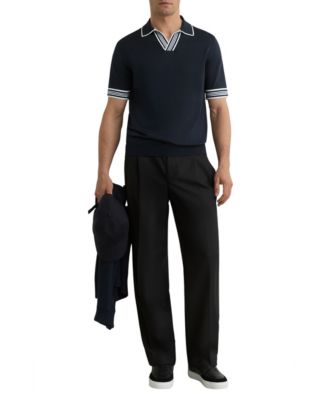 Men's Tipped Open-Collar Knitted Polo Shirt