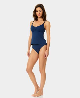 Women's Covered-Button Over-The-Shoulder Tankini Top