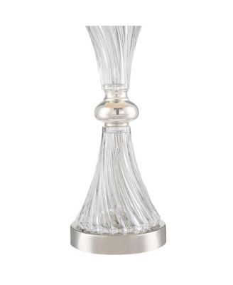 Luca Modern Table Lamps 25 1/2" High Set of 2 Clear Glass Chrome with USB Charging Port Cream Drum Shade for Bedroom Living Room Desk