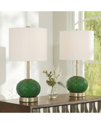 Maris 20" High Glass and Satin Brass Table Lamp Set with Dimmer