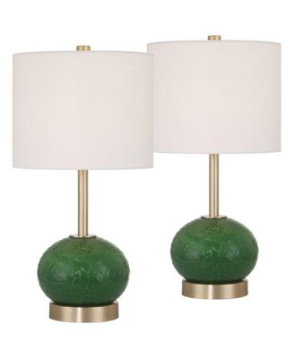 Maris 20" High Glass and Satin Brass Table Lamp Set with Dimmer