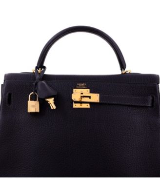 Kelly 32 Handbag Blue Togo with Gold Hardware