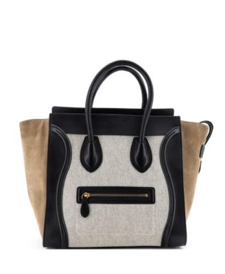 Micro Tricolor Luggage Bag Canvas and Leather