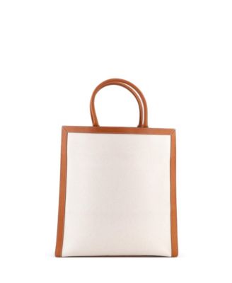 Large Vertical Cabas Tote Canvas with Leather