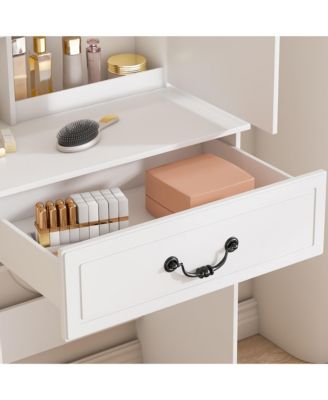 Durable Premium High Gloss Mirrored Nightstand with 2 Drawers Modern Bedroom End Table