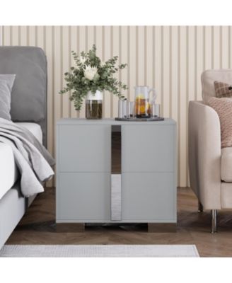 Elegant Modern Wooden Nightstand with Storage Space Finish Bedside Table for Bedroom Living Room