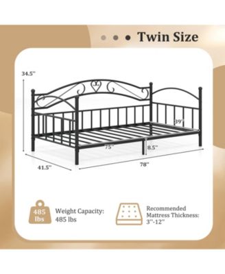 Twin Size Metal Daybed Frame with Headboard for Bedroom