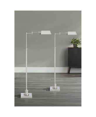Jenson Traditional 54" Tall Standing Floor Lamps Set of 2 Lights Swing Arm Pharmacy Adjustable Brushed Nickel