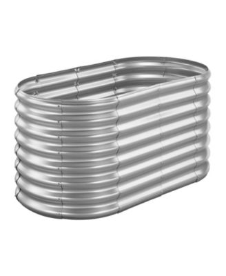 Oval Metal Raised Garden Bed, Galvanized Planter Box with Open Bottom