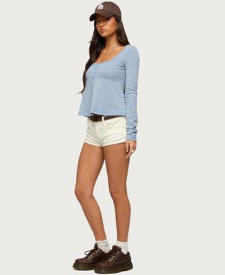 Women's Sare Striped Babydoll Henley Top