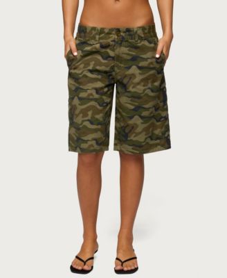 Women's Camo Denim Low Rise Bermuda Shorts