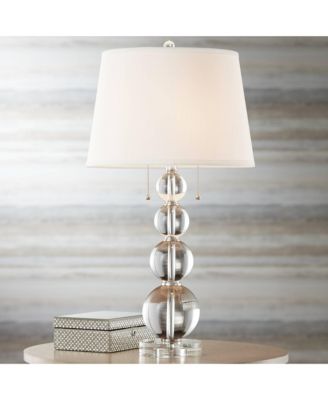 Modern Table Lamp High with USB Dimmer Stacked Crystal Spheres Drum Shade for Bedroom Living Room Desk Bedside