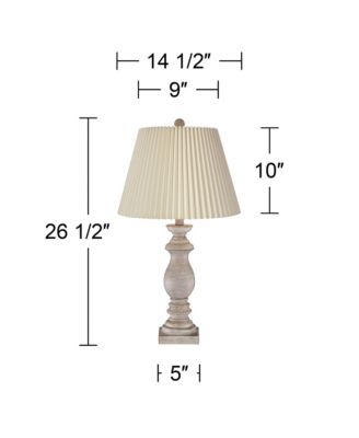 Rustic Farmhouse Table Lamps  High Set of 2 -Washed Faux Wood Linen Pleat Shade for Bedroom Living Room