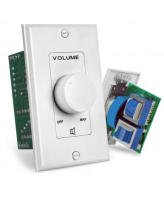 Wall Mount Volume Control Knob - Flush In-Wall Plate Rotary Style Adjustment, 20-20kHz Freq. Response Companion for Hi-Fi Four-Pair Speaker