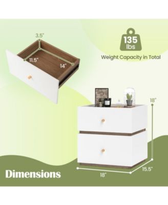 2-Drawer Modern Nightstand with Storage for Bedroom