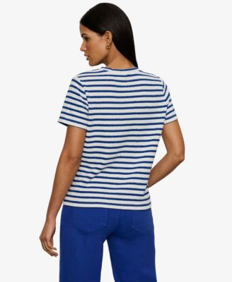 Women's Striped Crewneck Textured T-Shirt