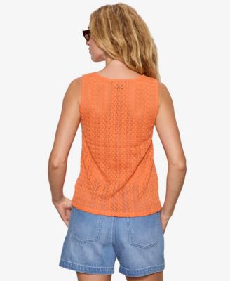 Women's No Rush Button-Front Sleeveless Tank Top