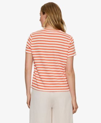 Women's Striped Crewneck Textured T-Shirt